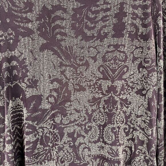 Kiara Floral Stretchy Brown Tan V-Neck Travel Blouse Large - Picture 3 of 10